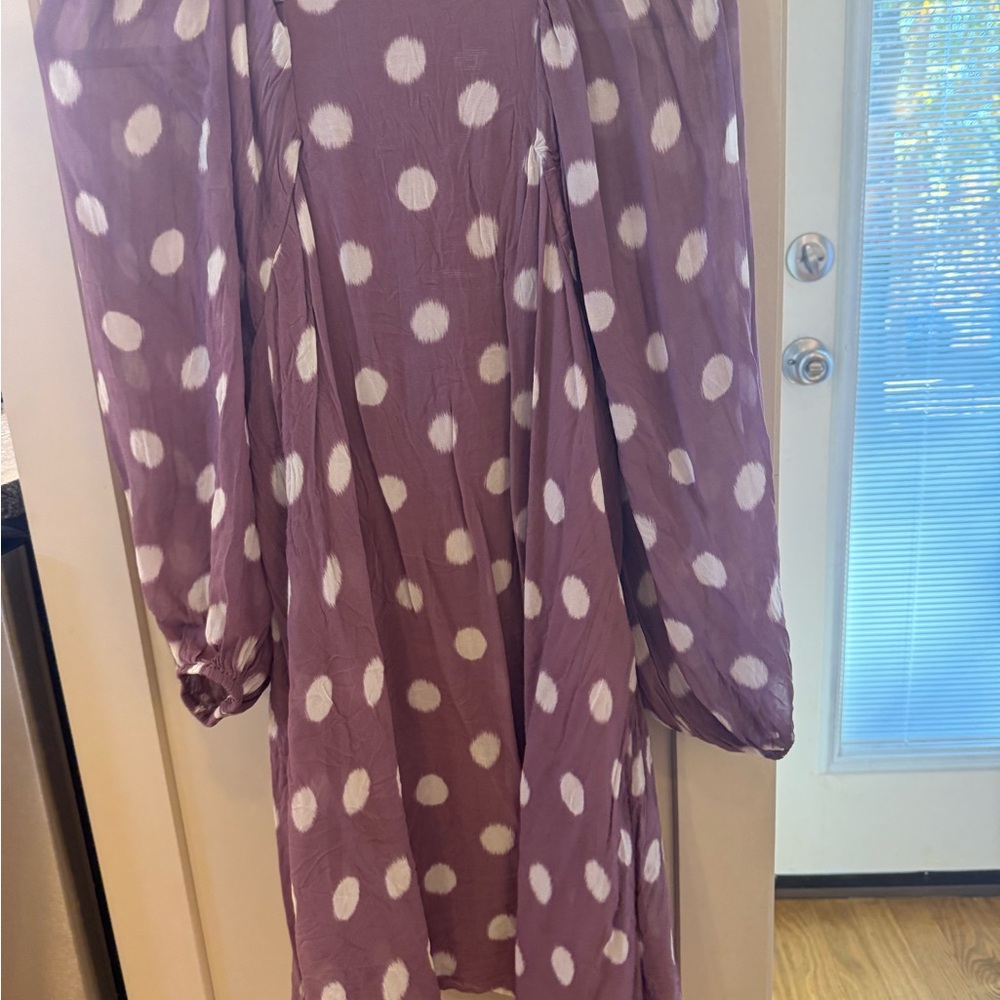 Anthropologie Maeve Lavender Dress with White Dots